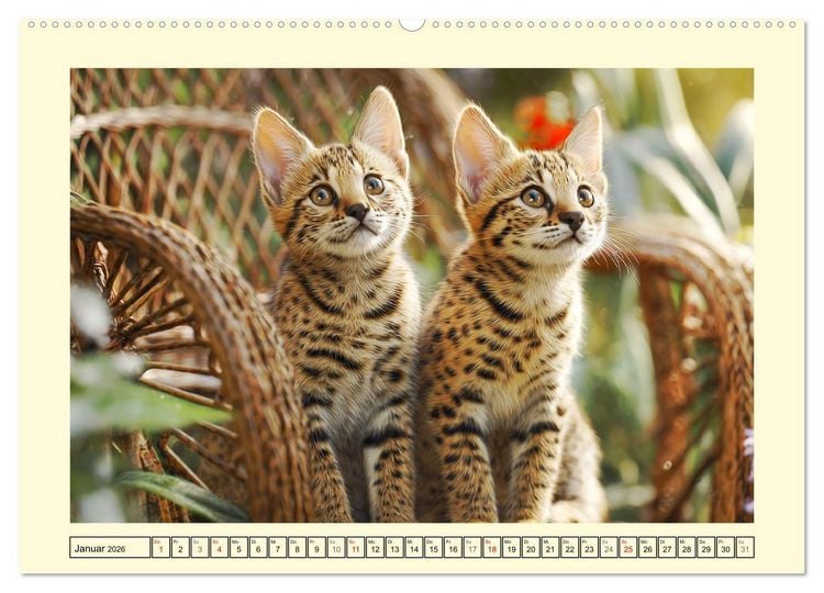 Produktbild: Savannah Katzen. Exotische Wildsch&ouml;nheiten im Naturgarten (Wandkalender 2026 DIN A2 quer), CALVENDO Monatskalender