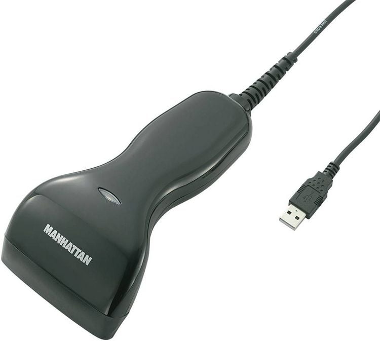 Produktbild: Manhattan 401517 USB-Kit Barcode-Scanner Kabelgebunden 1D Schwarz Hand-Scanner USB
