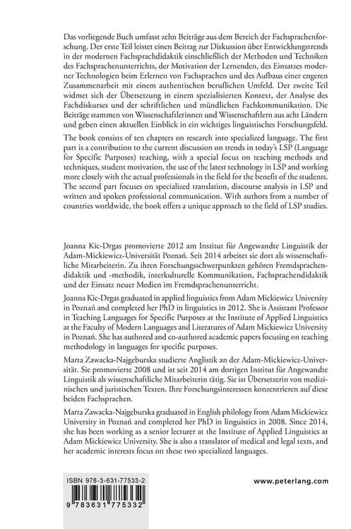 Produktbild: Fachsprachen in Didaktik und Translatorik: Theorie und Praxis / LSP in Teaching and Translation: Theory and Practice