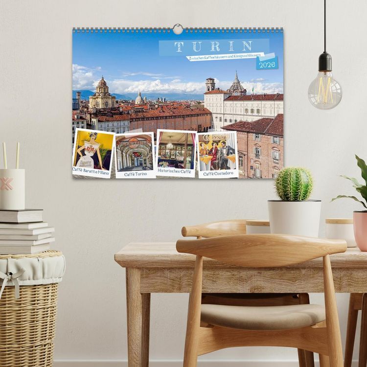 Produktbild: Turin - Zwischen Kaffeeh&auml;usern und K&ouml;nigsschl&ouml;ssern (Wandkalender 2026 DIN A3 quer), CALVENDO Monatskalender