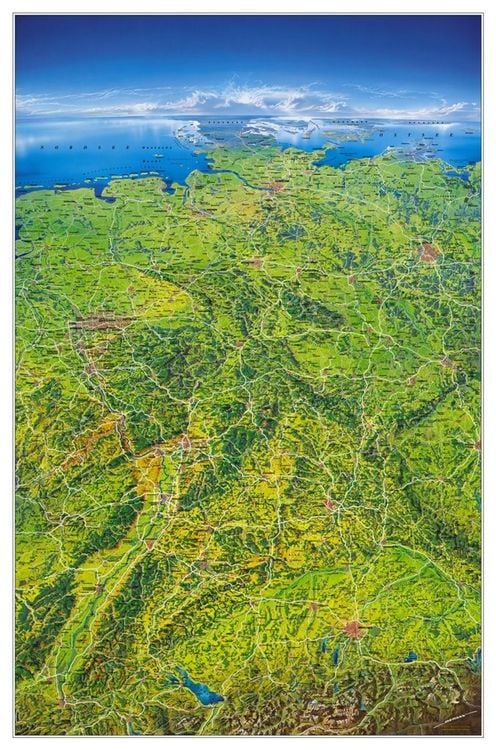 Produktbild: Deutschland Panorama Karte plano 148x97cm im Folienschlauch