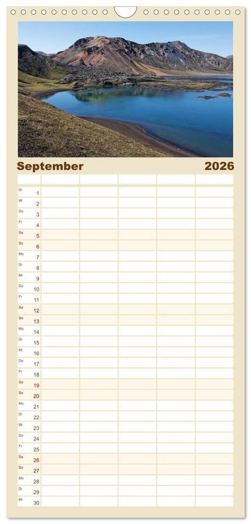 Produktbild: Familienplaner 2026 - Island - Land zwischen Feuer und Eis mit 5 Spalten (Wandkalender, 21 x 45 cm) CALVENDO