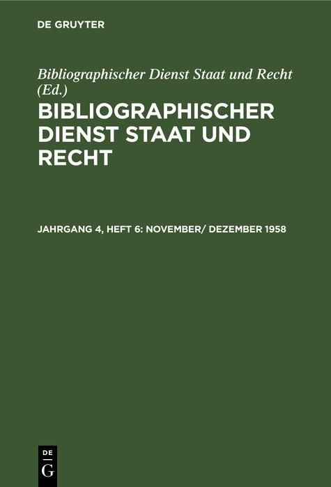 Produktbild: November/ Dezember 1958