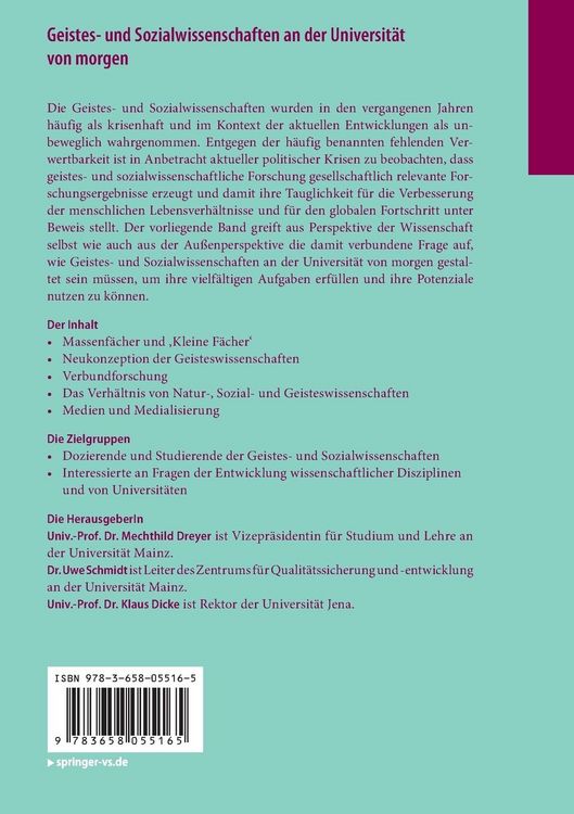 Produktbild: Geistes- und Sozialwissenschaften an der Universit&auml;t von morgen