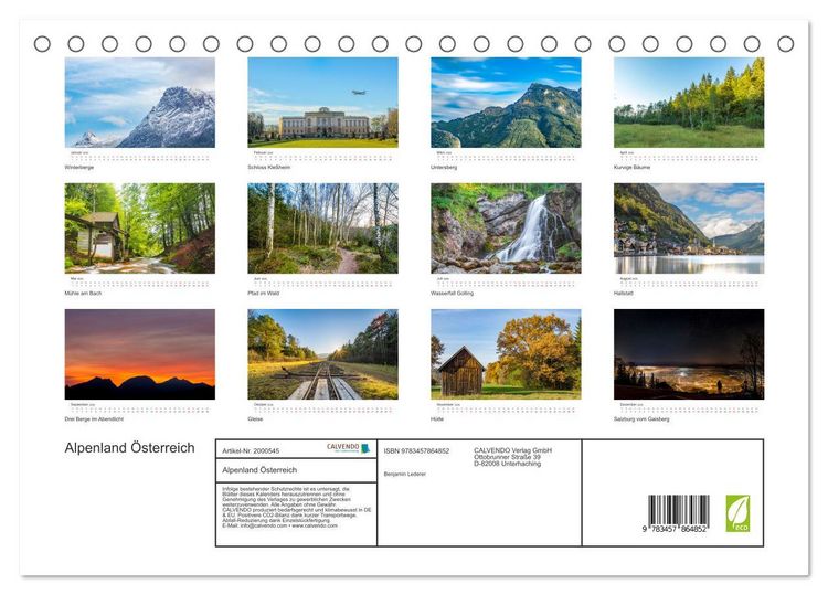 Produktbild: Alpenland &Ouml;sterreich (Tischkalender 2026 DIN A5 quer), CALVENDO Monatskalender