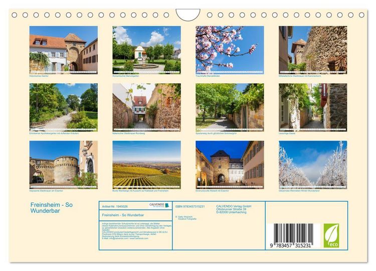 Produktbild: Freinsheim - So Wunderbar (Wandkalender 2026 DIN A4 quer), CALVENDO Monatskalender