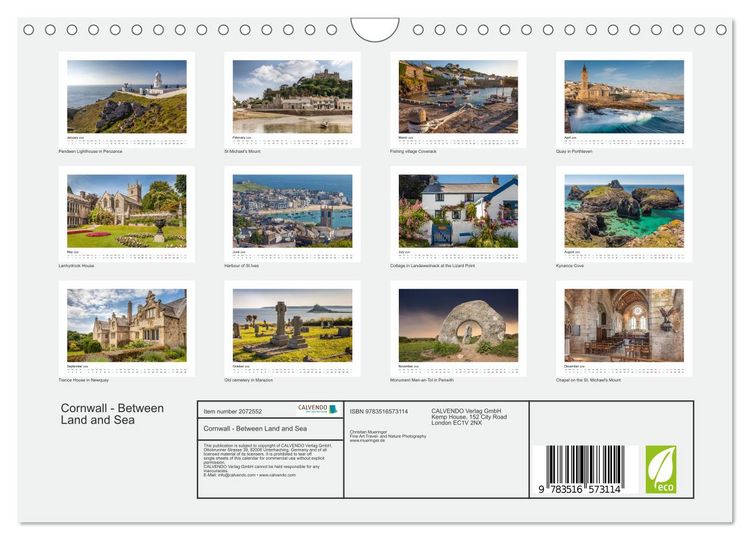 Produktbild: Cornwall - Between Land and Sea (Wall Calendar 2026 DIN A4 landscape), CALVENDO 12 Month Wall Calendar
