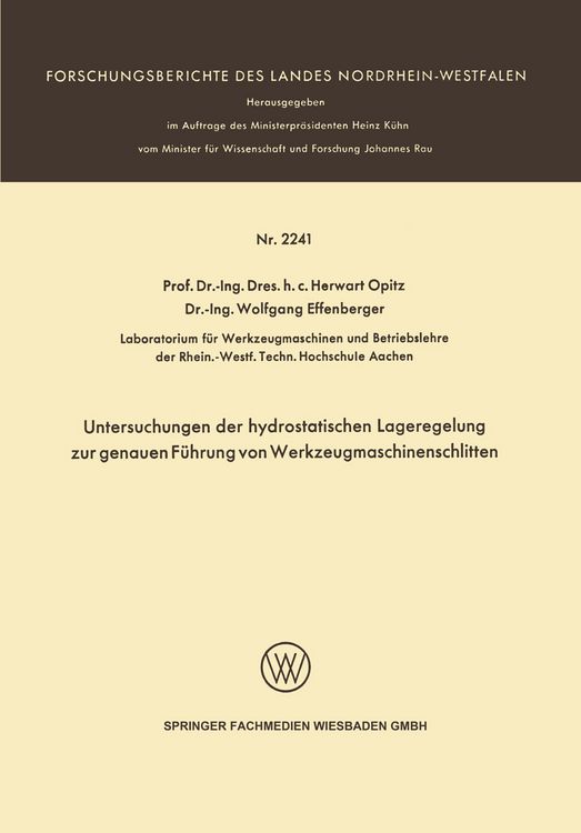 Produktbild: Untersuchungen der hydrostatischen Lageregelung zur genauen F&uuml;hrung von Werkzeugmaschinenschlitten