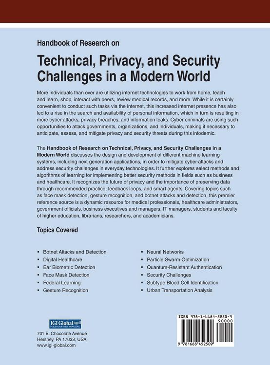 Produktbild: Handbook of Research on Technical, Privacy, and Security Challenges in a Modern World