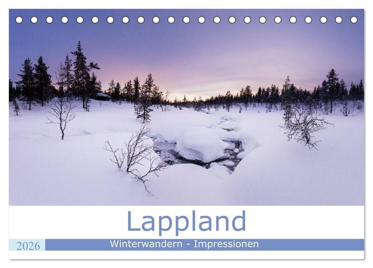 Produktbild: Lappland - Winterwandern Impressionen (Tischkalender 2026 DIN A5 quer), CALVENDO Monatskalender