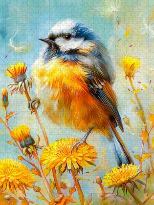 Produktbild: CALVENDO Puzzle Einheimischer Singvogel Eurasische Blaumeise Malerei | 2000 Teile Lege-Gr&ouml;&szlig;e 90x67cm Foto-Puzzle f&uuml;r gl&uuml;ckliche Stunden
