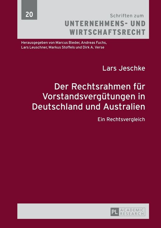 Produktbild: Der Rechtsrahmen f&uuml;r Vorstandsverg&uuml;tungen in Deutschland und Australien