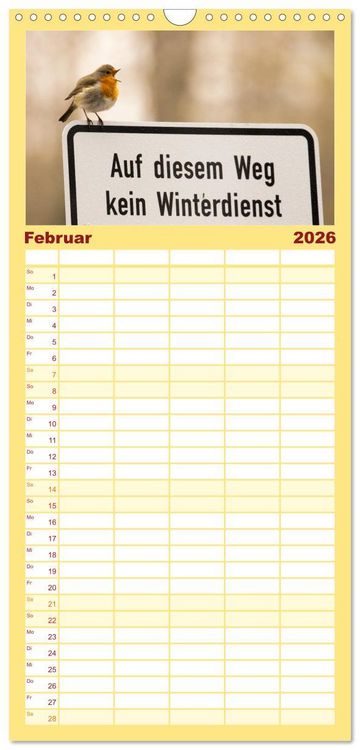 Produktbild: Familienplaner 2026 - Geliebtes Rotkehlchen mit 5 Spalten (Wandkalender, 21 x 45 cm) CALVENDO