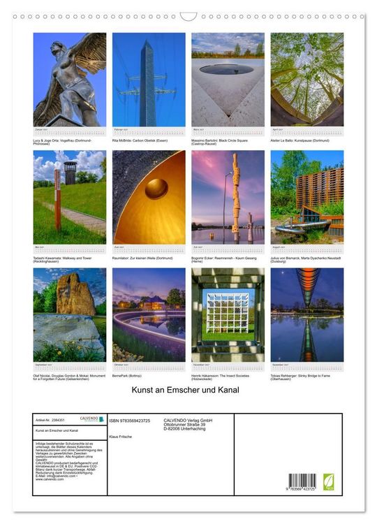 Produktbild: Kunst an Emscher und Kanal (Wandkalender 2027 DIN A2 hoch), CALVENDO Monatskalender