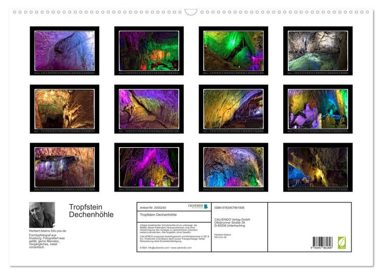 Produktbild: Tropfstein Dechenh&ouml;hle (Wandkalender 2026 DIN A2 quer), CALVENDO Monatskalender