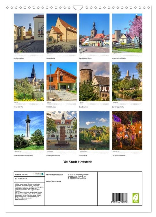 Produktbild: Die Stadt Hettstedt (Wandkalender 2026 DIN A3 hoch), CALVENDO Monatskalender