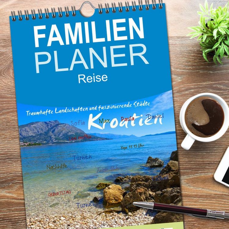 Produktbild: Familienplaner 2026 - Kroatien - Traumhafte Landschaften und faszinierende St&auml;dte mit 5 Spalten (Wandkalender, 21 x 45 cm) CALVENDO