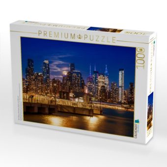 Produktbild: CALVENDO Puzzle NYC Midtown Manhattan Skyline mit Vollmond | 1000 Teile Lege-Gr&ouml;&szlig;e 64x48cm Foto-Puzzle f&uuml;r gl&uuml;ckliche Stunden
