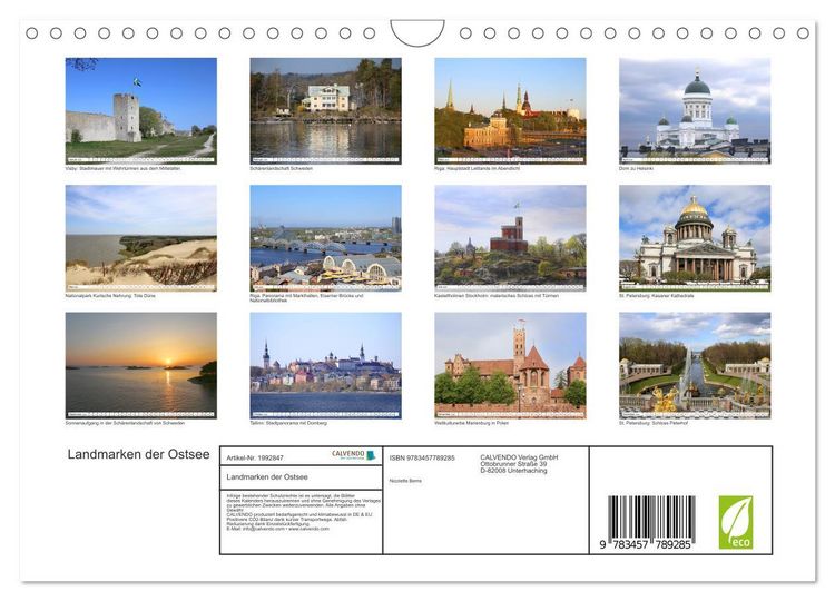 Produktbild: Landmarken der Ostsee (Wandkalender 2026 DIN A4 quer), CALVENDO Monatskalender