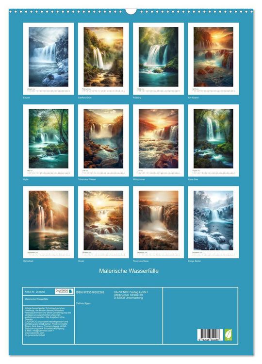 Produktbild: Malerische Wasserf&auml;lle (Wandkalender 2026 DIN A2 hoch), CALVENDO Monatskalender