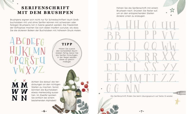 Produktbild: Design Paper A6 Frohe Weihnachten. Mit Handlettering-Grundkurs