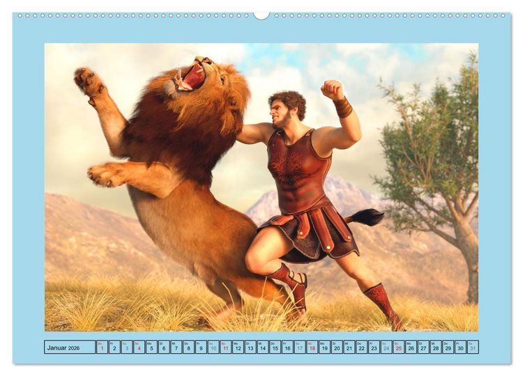 Produktbild: Die zw&ouml;lf Aufgaben des Herkules (hochwertiger Premium Wandkalender 2026 DIN A2 quer), Kunstdruck in Hochglanz