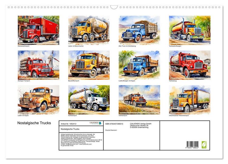 Produktbild: Nostalgische Trucks (Wandkalender 2026 DIN A2 quer), CALVENDO Monatskalender