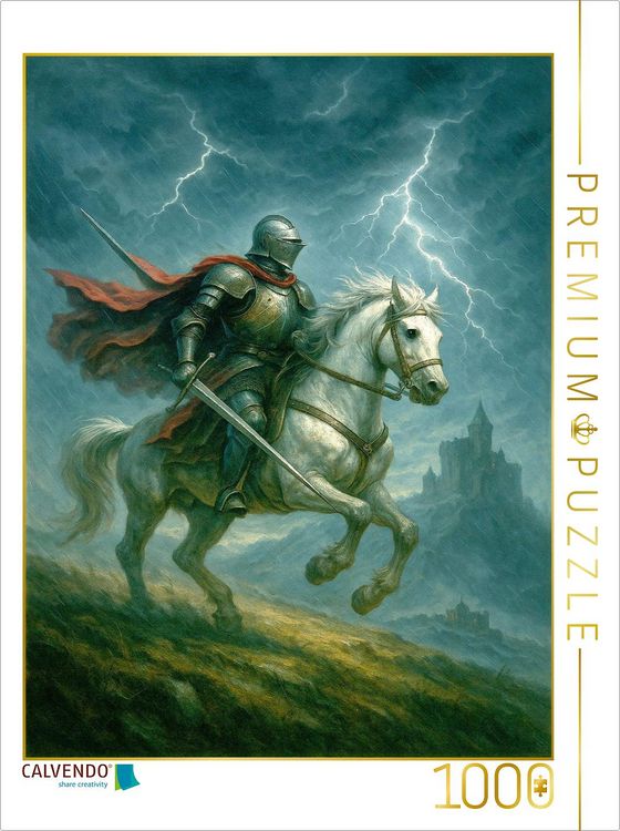 Produktbild: CALVENDO Puzzle Heldenritt durch den Sturm - Ritter auf Pferd | 1000 Teile Lege-Gr&ouml;&szlig;e 64x48cm Foto-Puzzle f&uuml;r gl&uuml;ckliche Stunden