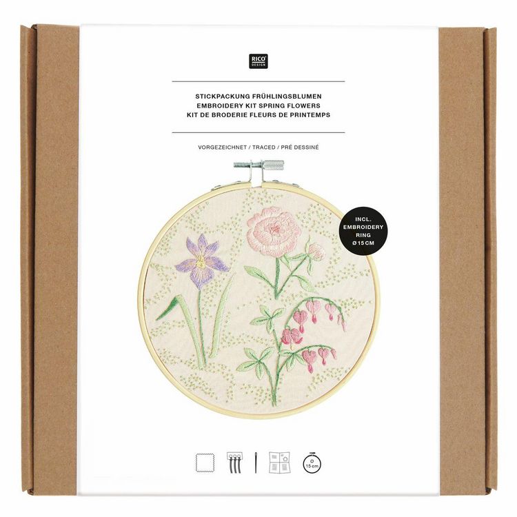 Produktbild: Stickpackung Vorgezeichnet, Fr&uuml;hlingsblumen, &Oslash; 15 cm