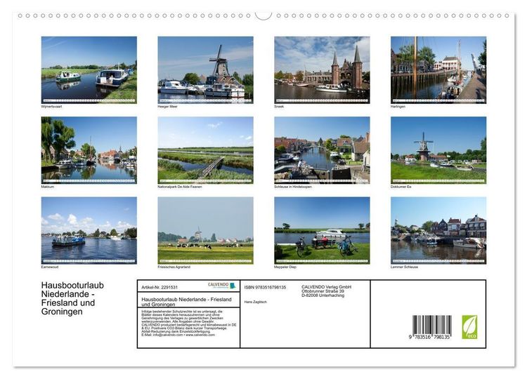 Produktbild: Hausbooturlaub Niederlande - Friesland und Groningen (hochwertiger Premium Wandkalender 2027 DIN A2 quer), Kunstdruck in Hochglanz