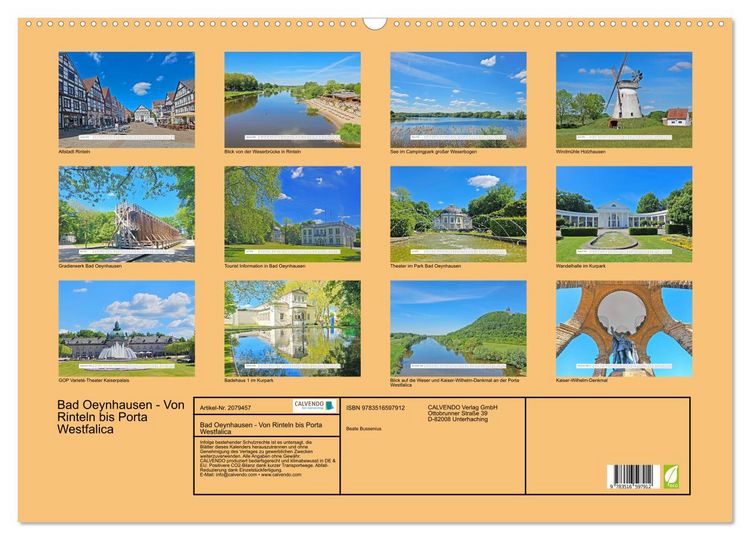 Produktbild: Bad Oeynhausen - Von Rinteln bis Porta Westfalica (Wandkalender 2026 DIN A2 quer), CALVENDO Monatskalender