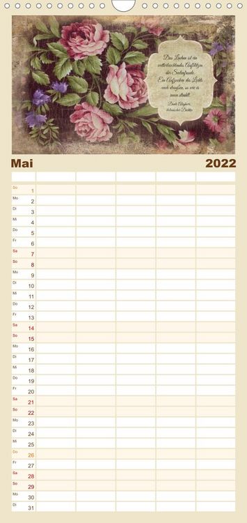 Produktbild: Poetische Romantik - Familienplaner hoch (Wandkalender 2022 , 21 cm x 45 cm, hoch)