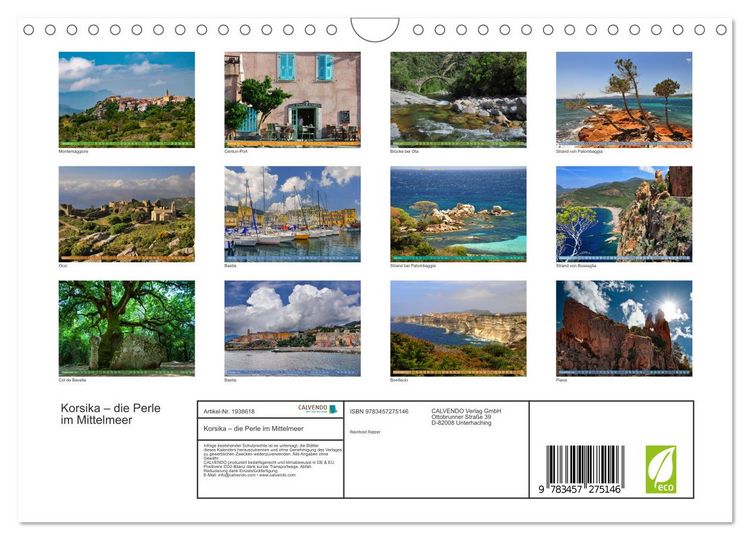Produktbild: Korsika &ndash; die Perle im Mittelmeer (Wandkalender 2026 DIN A4 quer), CALVENDO Monatskalender