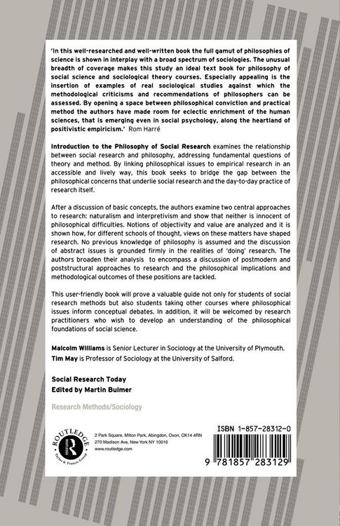 Produktbild: An Introduction To The Philosophy Of Social Research