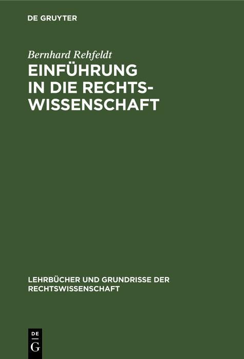 Produktbild: Einf&uuml;hrung in die Rechtswissenschaft
