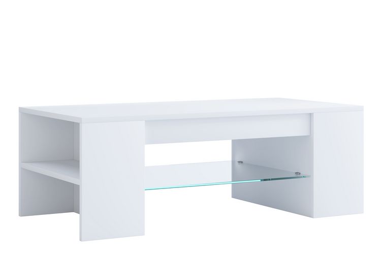 Produktbild: Holz Sofatisch Couchtisch Schublade Glas Tunas