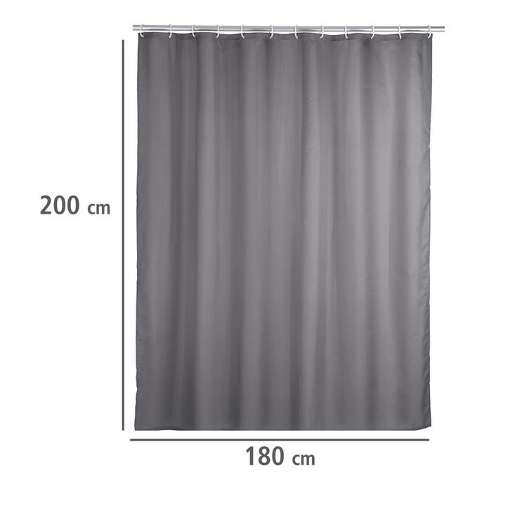 Produktbild: Anti-Schimmel Duschvorhang Uni Grey, Textil (Polyester), 180 x 200 cm, waschbar