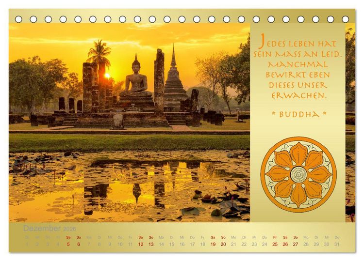 Produktbild: BUDDHA IM GL&Uuml;CK - Buddhistische Weisheiten (Tischkalender 2026 DIN A5 quer), CALVENDO Monatskalender
