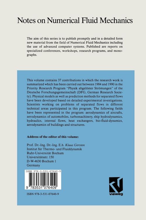 Produktbild: Physics of Separated Flows &mdash; Numerical, Experimental, and Theoretical Aspects