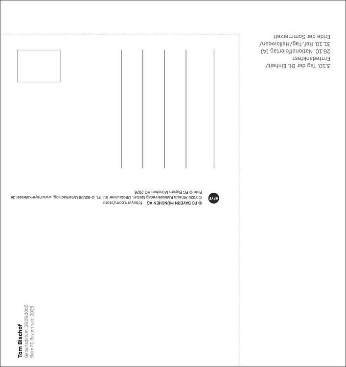 Produktbild: FC Bayern M&uuml;nchen Postkartenkalender 2027