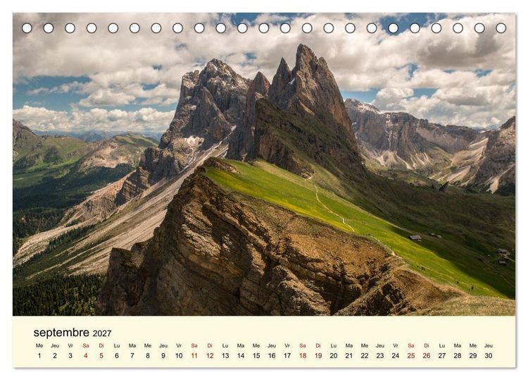 Produktbild: Un voyage dans les Dolomites (Calendrier de bureau 2027 DIN A5 vertical), CALVENDO calendrier mensuel