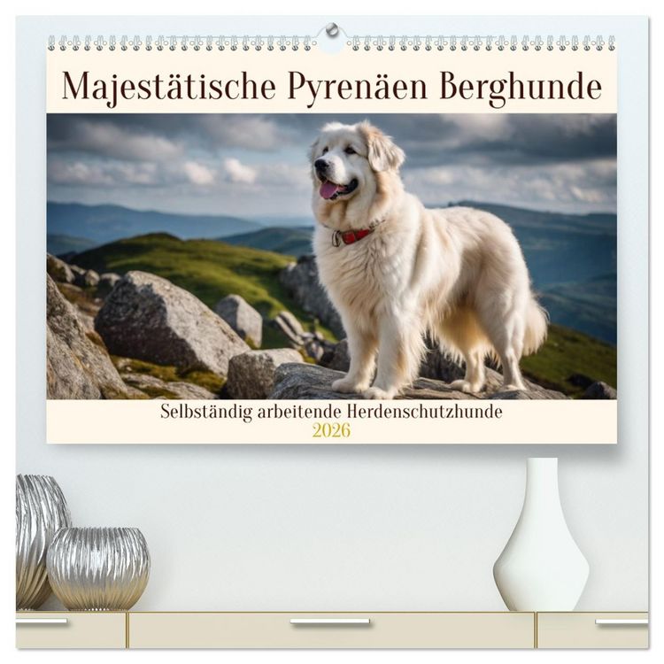 Produktbild: Majest&auml;tische Pyren&auml;en Berghunde (hochwertiger Premium Wandkalender 2026 DIN A2 quer), Kunstdruck in Hochglanz