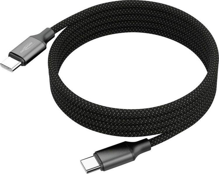 Produktbild: Ansmann USB-C&reg; Kabel USB-C&reg; Stecker 1.2m Schwarz Textil-Mantel 1700-0186