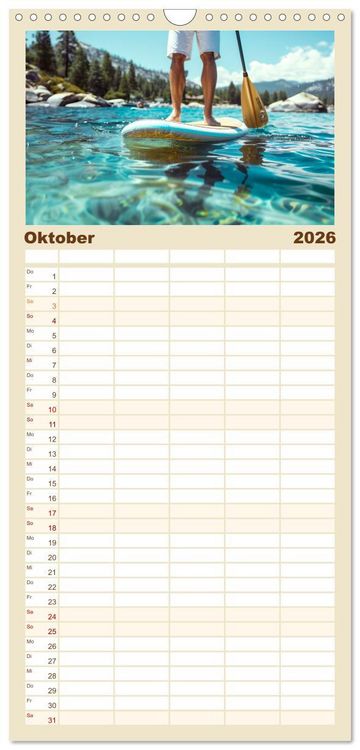 Produktbild: Familienplaner 2026 - Stand up paddling - SUP mit 5 Spalten (Wandkalender, 21 x 45 cm) CALVENDO