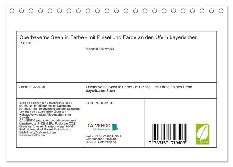 Produktbild: Oberbayerns Seen in Farbe - mit Pinsel und Farbe an den Ufern bayerischer Seen (Tischkalender 2026 DIN A5 quer), CALVENDO Monatskalender