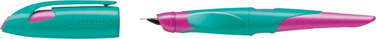 Produktbild: STABILO Ergonomischer Schulf&uuml;ller f&uuml;r Rechtsh&auml;nder mit Anf&auml;nger-Feder A -   EASYbirdy in t&uuml;rkis/neonpink - Einzelstift - inklusive Patrone