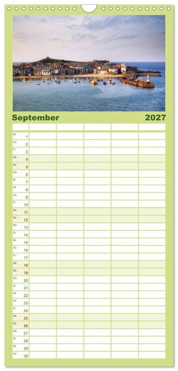 Produktbild: Familienplaner 2027 - Cornwall mit 5 Spalten (Wandkalender, 21 x 45 cm) CALVENDO
