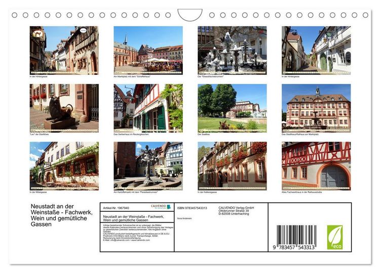 Produktbild: Neustadt an der Weinsta&szlig;e - Fachwerk, Wein und gem&uuml;tliche Gassen (Wandkalender 2026 DIN A4 quer), CALVENDO Monatskalender