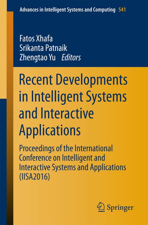Produktbild: Recent Developments in Intelligent Systems and Interactive Applications