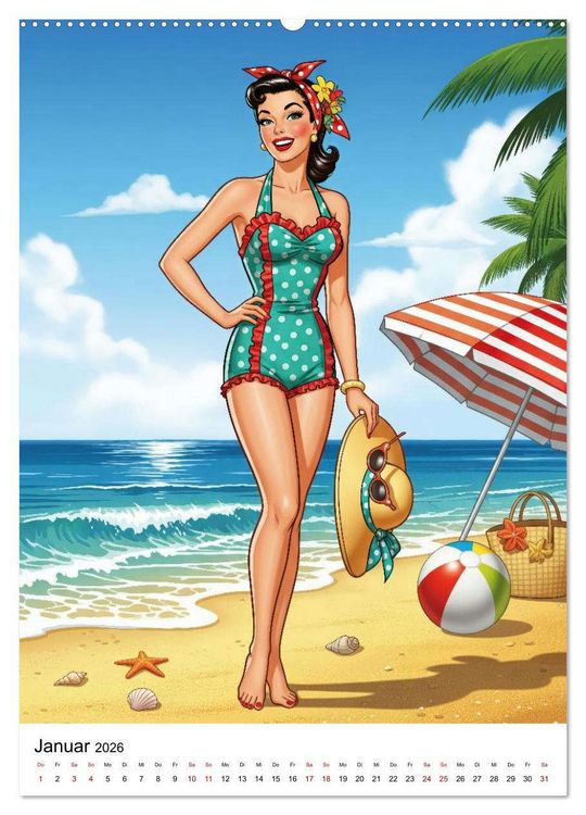 Produktbild: Charme & Kurven: Die Pin-ups der Golden 50s (Wandkalender 2026 DIN A2 hoch), CALVENDO Monatskalender
